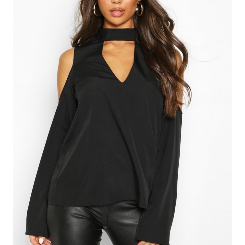 Boohoo cold shoulder choker top